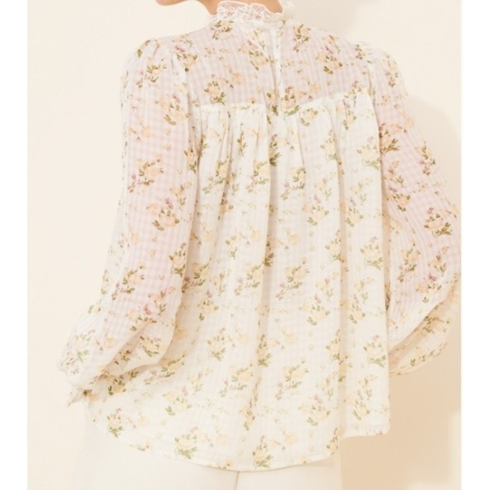 DIZZY LIZZY Floral Lace Peasant Blouse - Picture 2 of 10